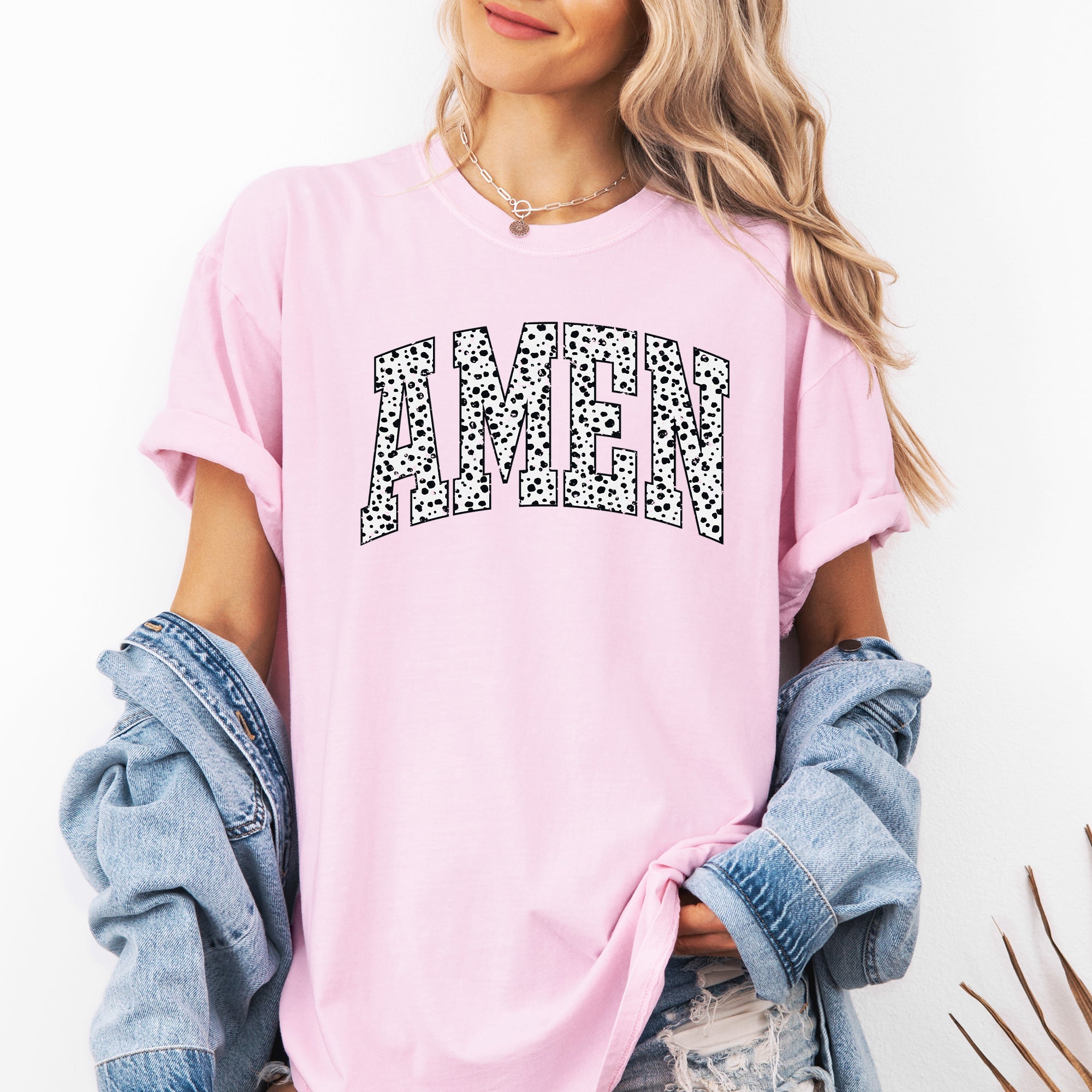 Amen, Dalmatian Print, Christian, Jesus, Gospel, Faith, Saved Tshirt Comfort Colors T-Shirt