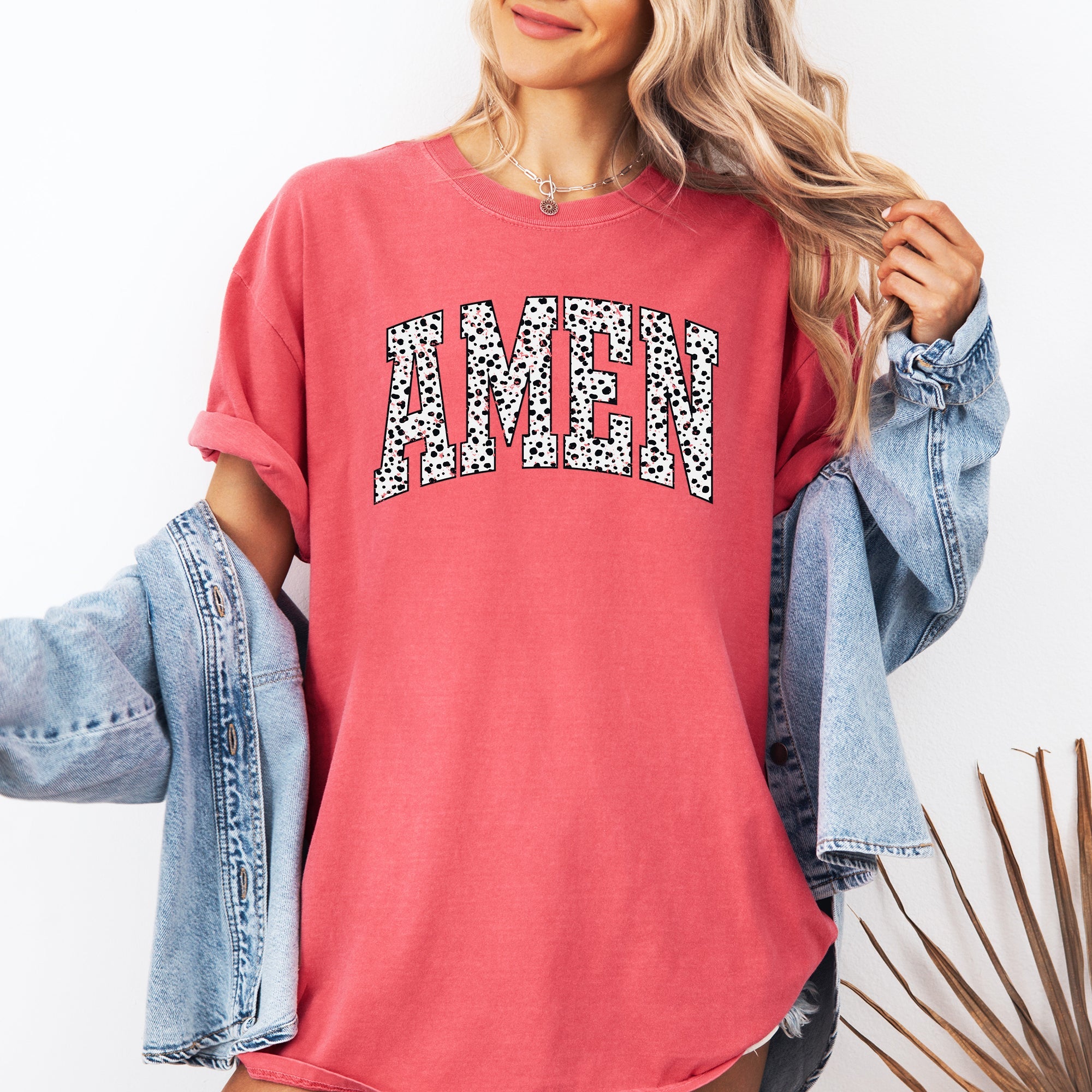Amen, Dalmatian Print, Christian, Jesus, Gospel, Faith, Saved Tshirt Comfort Colors T-Shirt