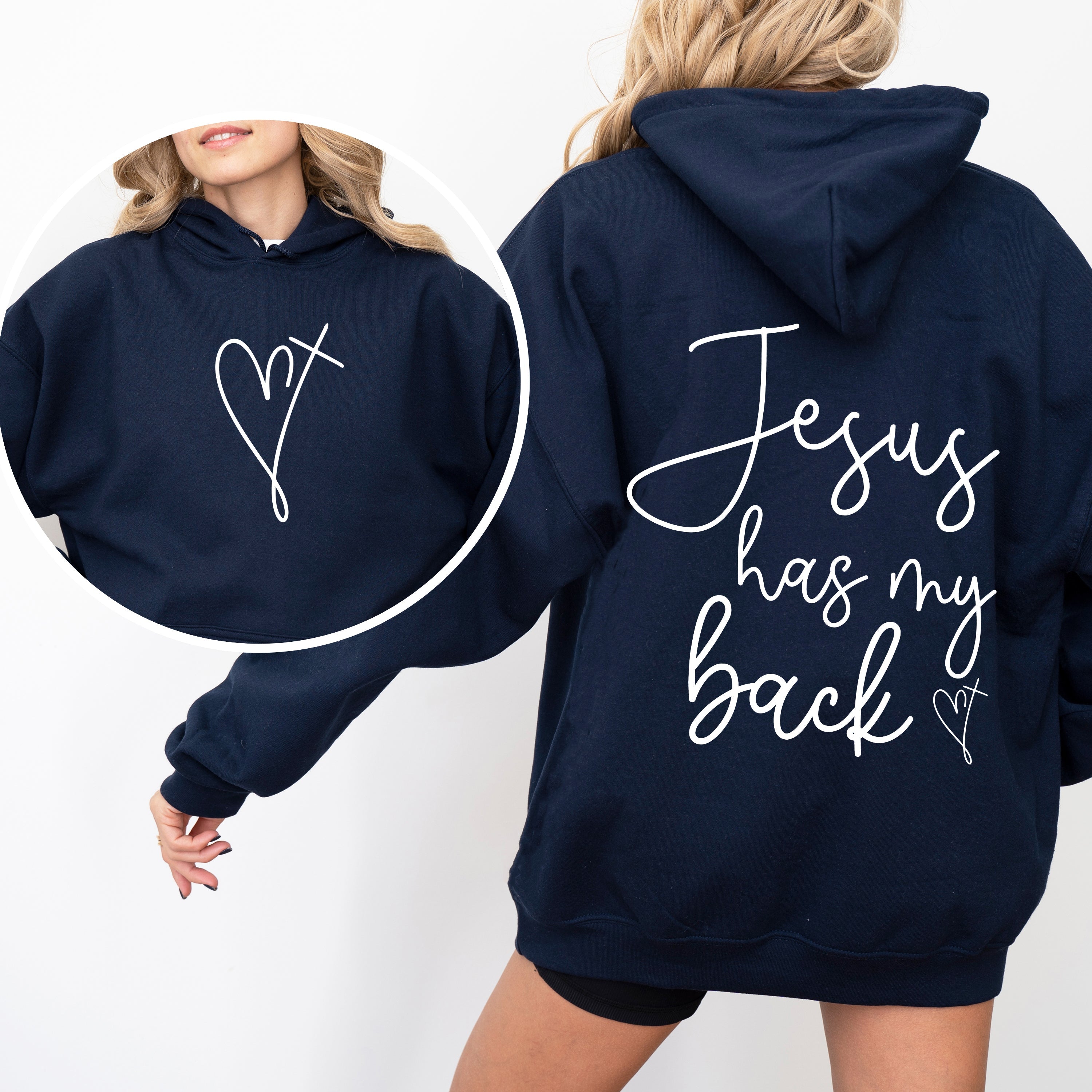 Jesus Has My Back, Religious, Christian, Bible, Faith Hoodie, Hooded Sweatshirt