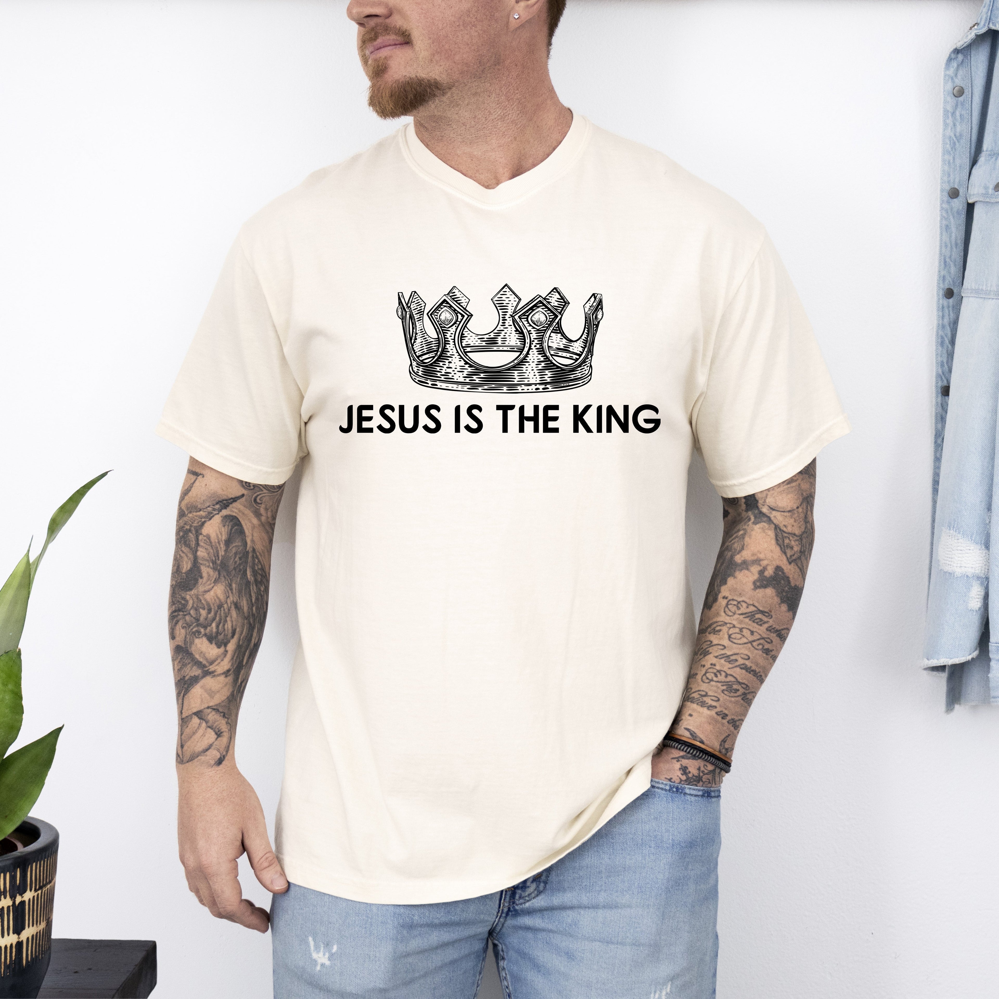 Jesus Is The King, Crown, Religious, Christian, Faith, Gospel Tshirt Comfort Colors T-Shirt