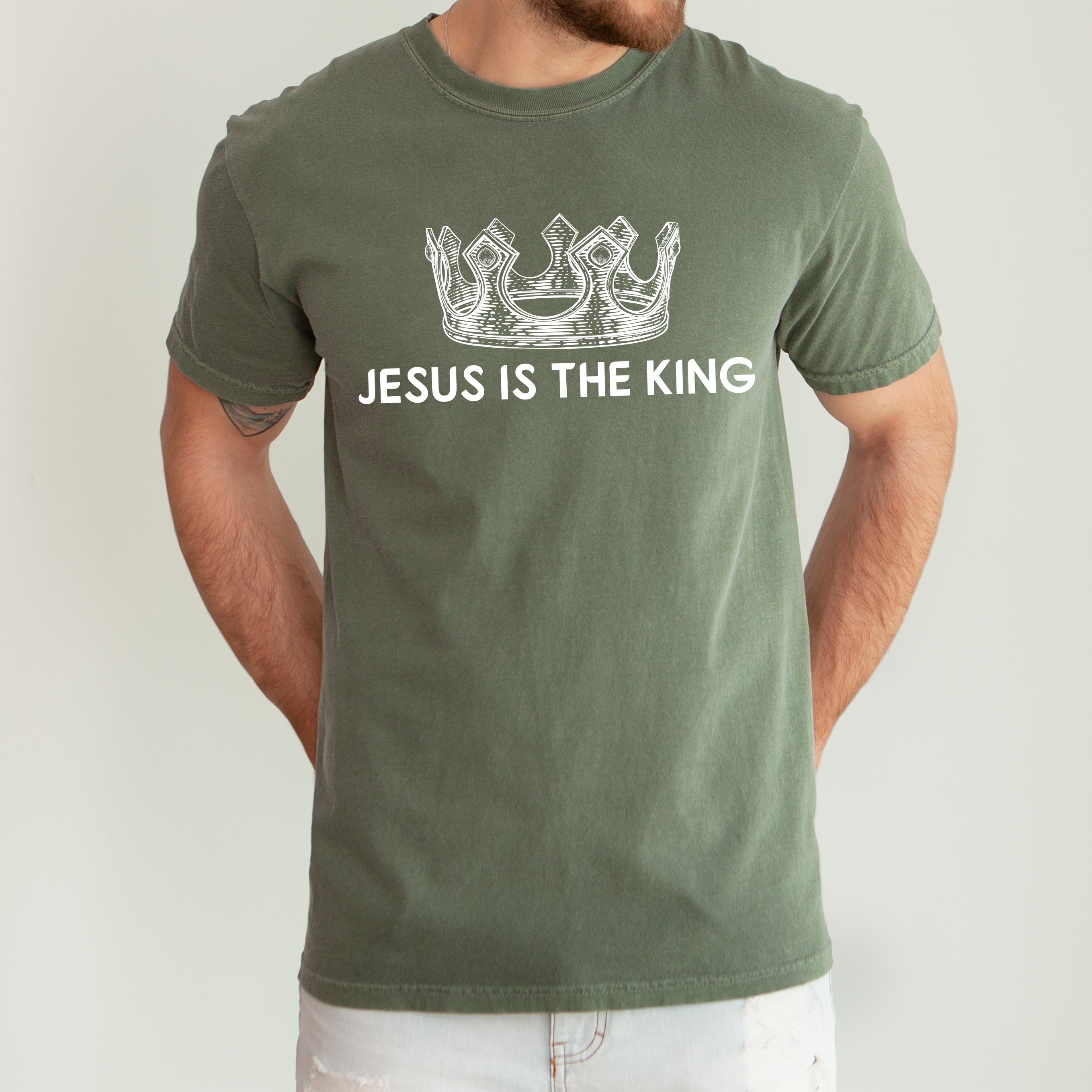 Jesus Is The King, Crown, Religious, Christian, Faith, Gospel Tshirt Comfort Colors T-Shirt