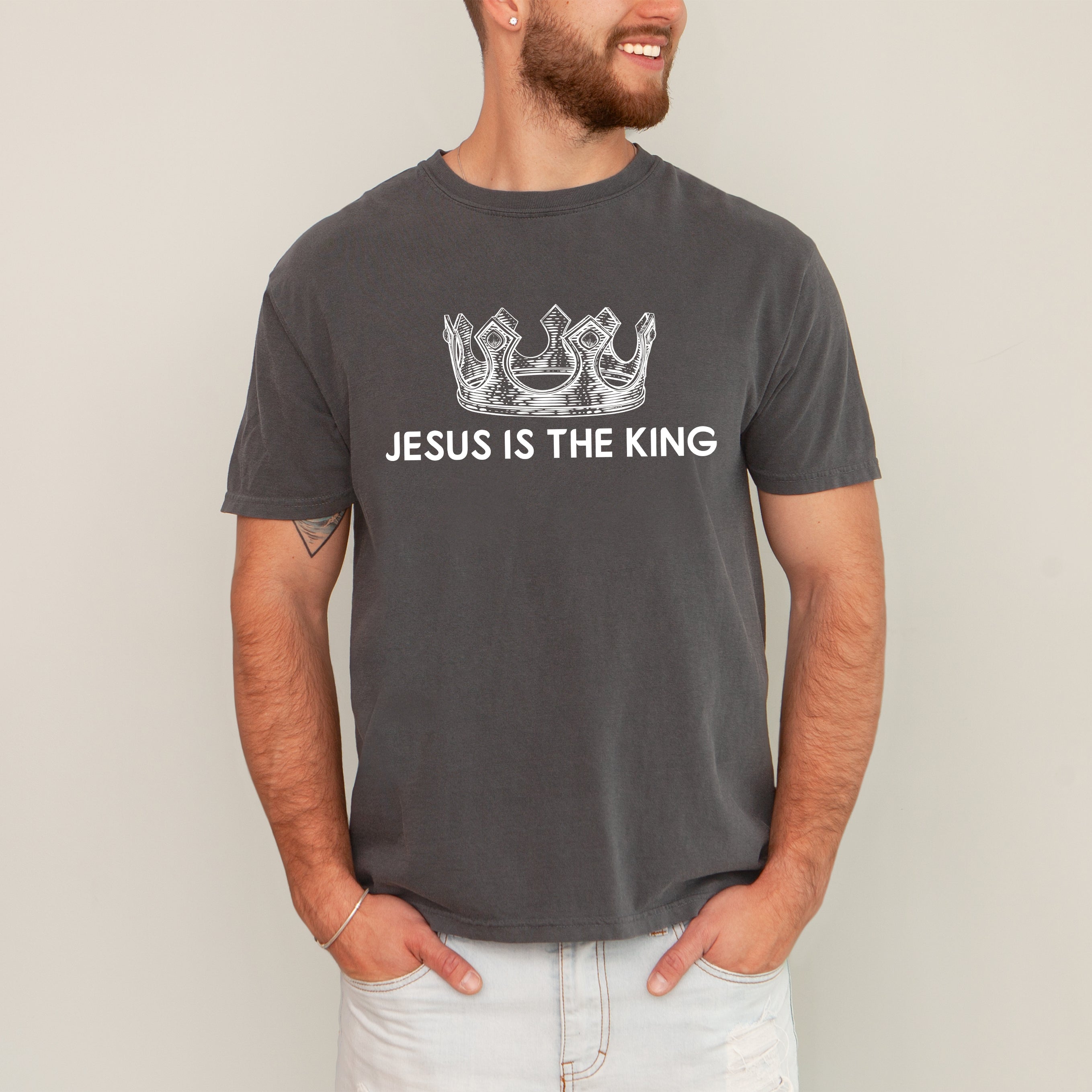 Jesus Is The King, Crown, Religious, Christian, Faith, Gospel Tshirt Comfort Colors T-Shirt