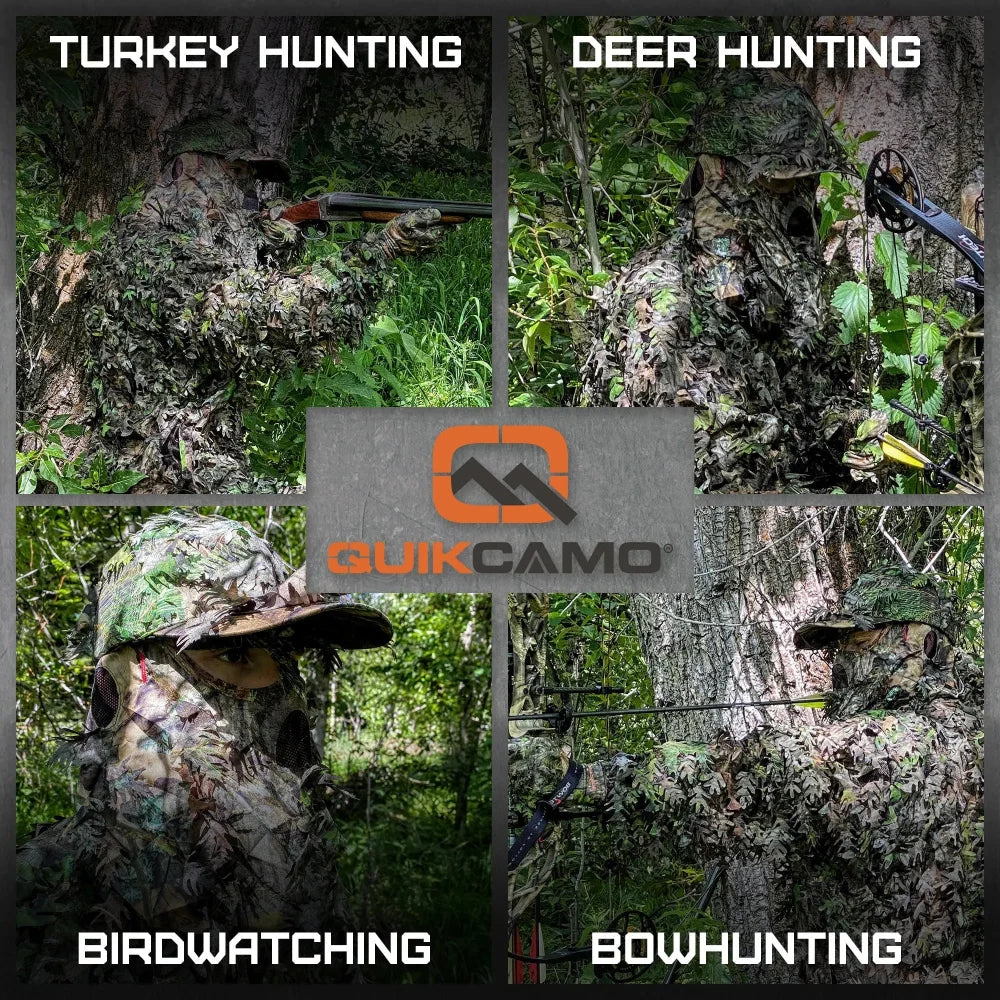 2-in-1 FRONT Leafy Face Mask and Camo Hat (Adj, OSFM)