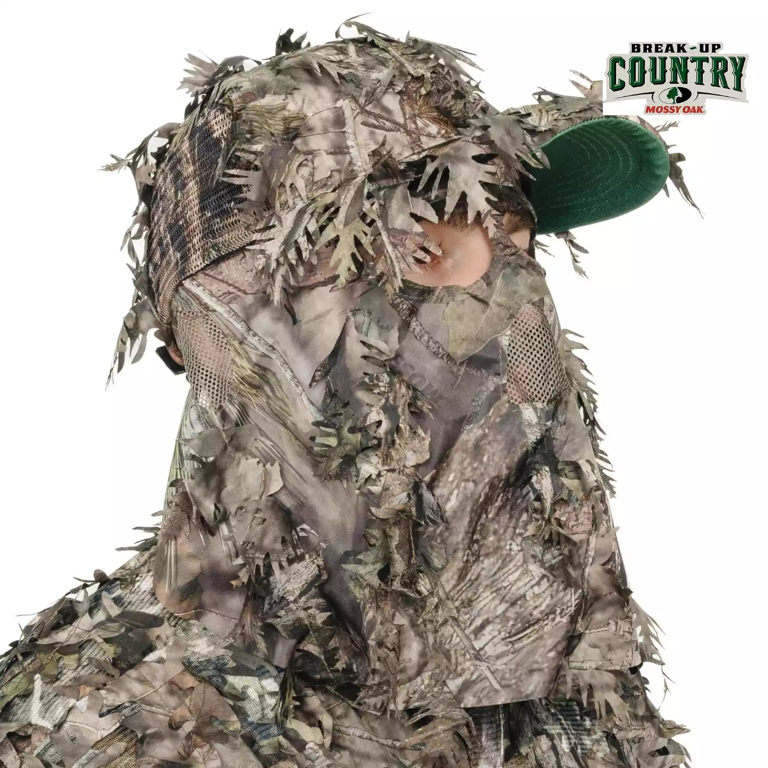 2-in-1 FRONT Leafy Face Mask and Camo Hat (Adj, OSFM)