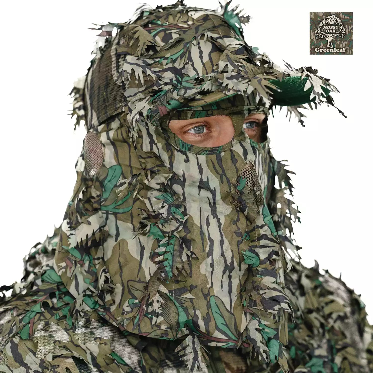 2-in-1 FRONT Leafy Face Mask and Camo Hat (Adj, OSFM)