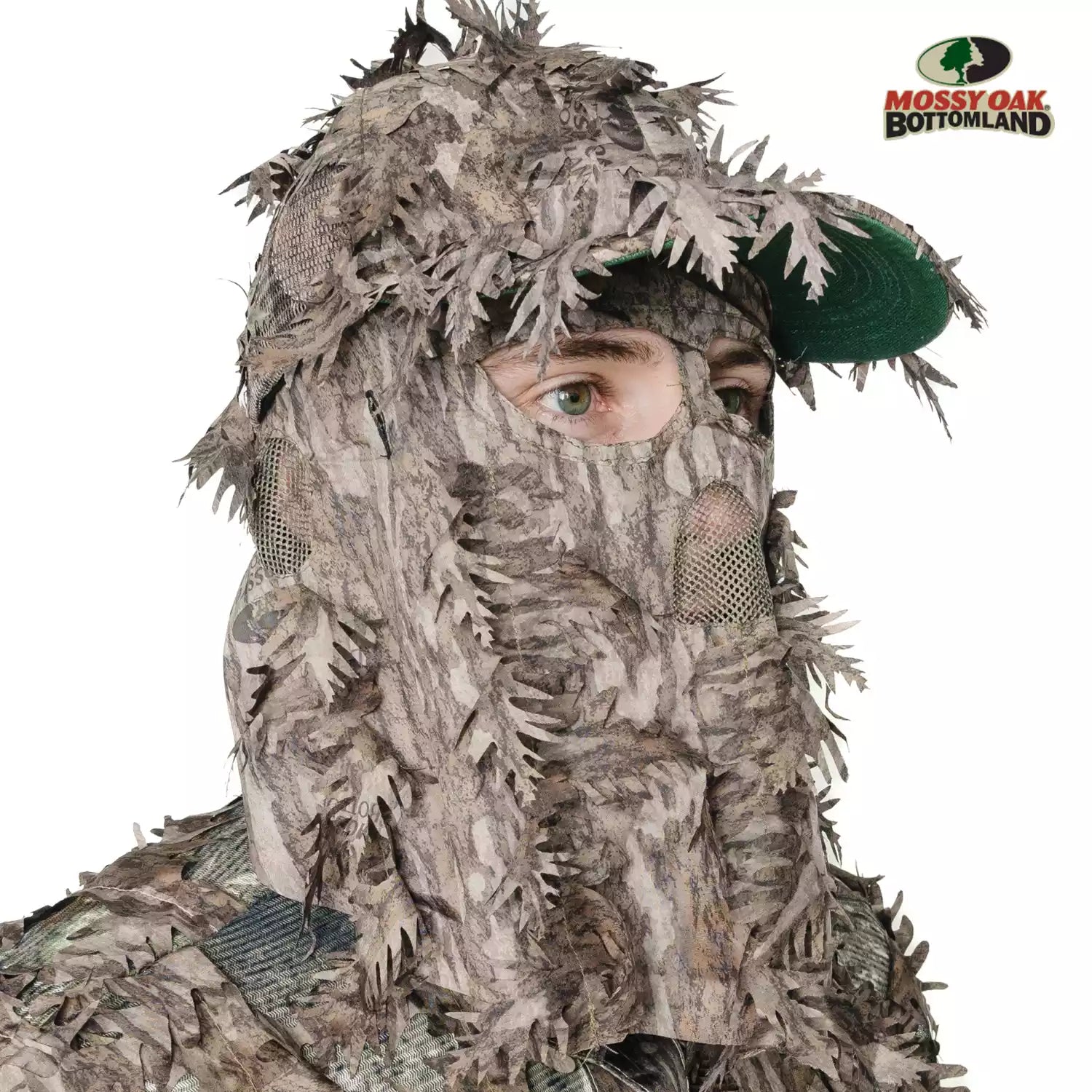 2-in-1 FRONT Leafy Face Mask and Camo Hat (Adj, OSFM)