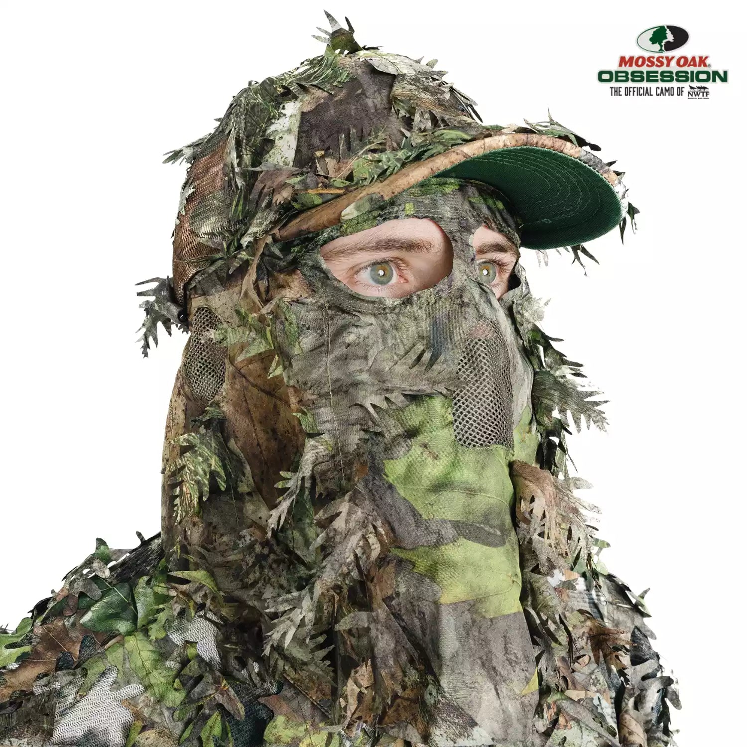 2-in-1 FRONT Leafy Face Mask and Camo Hat (Adj, OSFM)