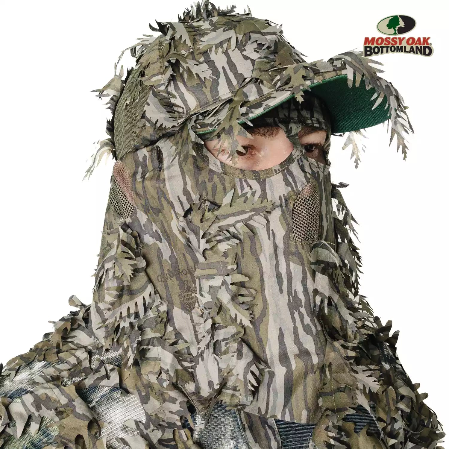 2-in-1 FRONT Leafy Face Mask and Camo Hat (Adj, OSFM)
