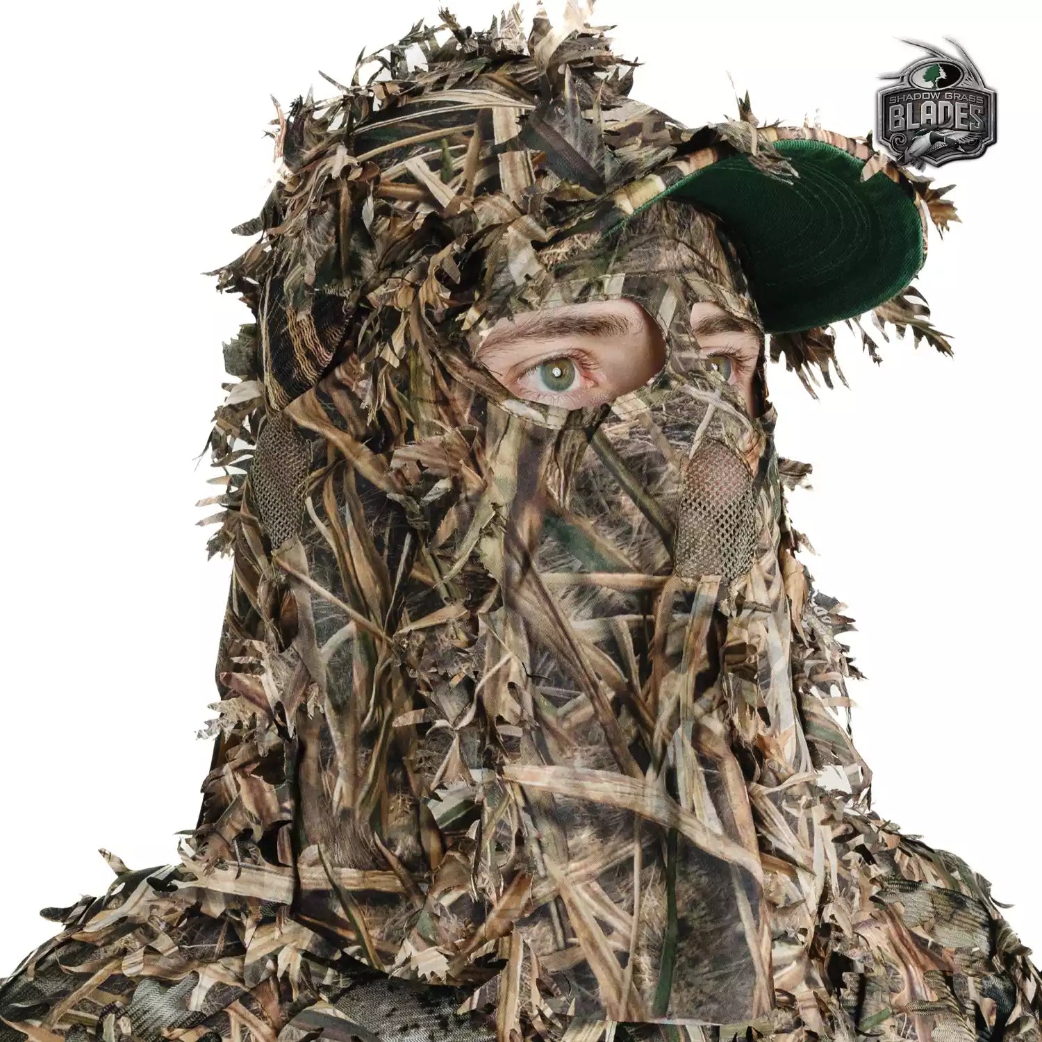 2-in-1 FRONT Leafy Face Mask and Camo Hat (Adj, OSFM)